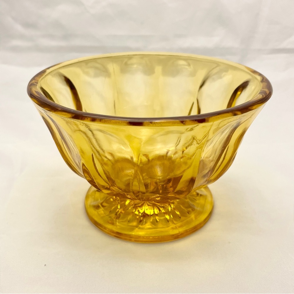 Anchor Hocking Fairfield Honey Amber Glass Footed Pedestal Candy VTG EUC